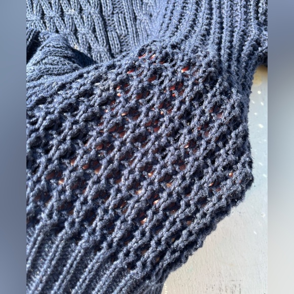 Men's Vintage Structure Sweater Navy Blue Cable Knit XL Defunct 90s Y2K Preppy - Picture 8 of 14